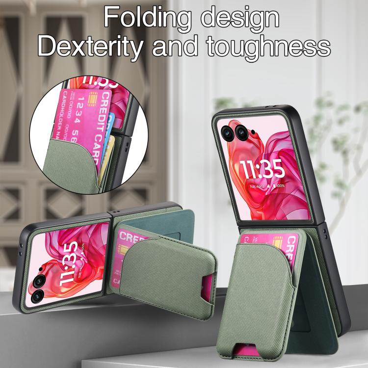 For Motorola Razr 50 Ultra Twill Fabric Leather Skin Card Bag Magnetic Back Phone Case