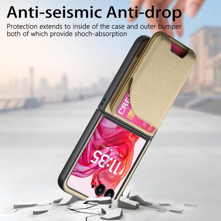 For Motorola Razr 50 Ultra Twill Fabric Leather Skin Card Bag Magnetic Back Phone Case