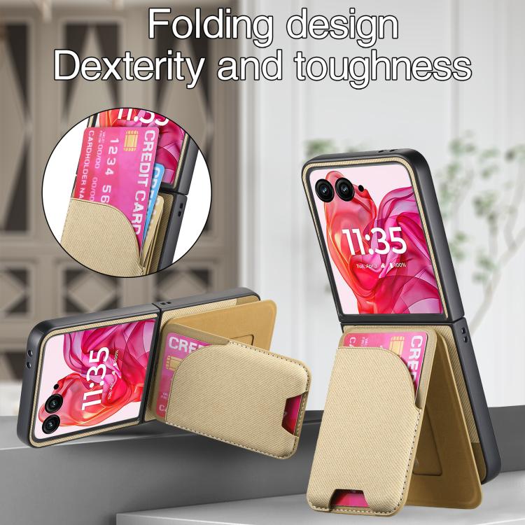 For Motorola Razr 50 Ultra Twill Fabric Leather Skin Card Bag Magnetic Back Phone Case