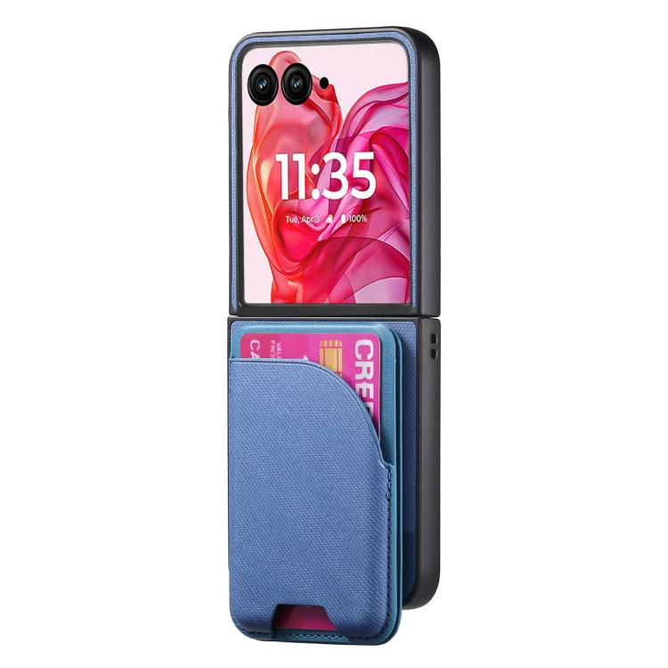 For Motorola Razr 50 Ultra Twill Fabric Leather Skin Card Bag Magnetic Back Phone Case