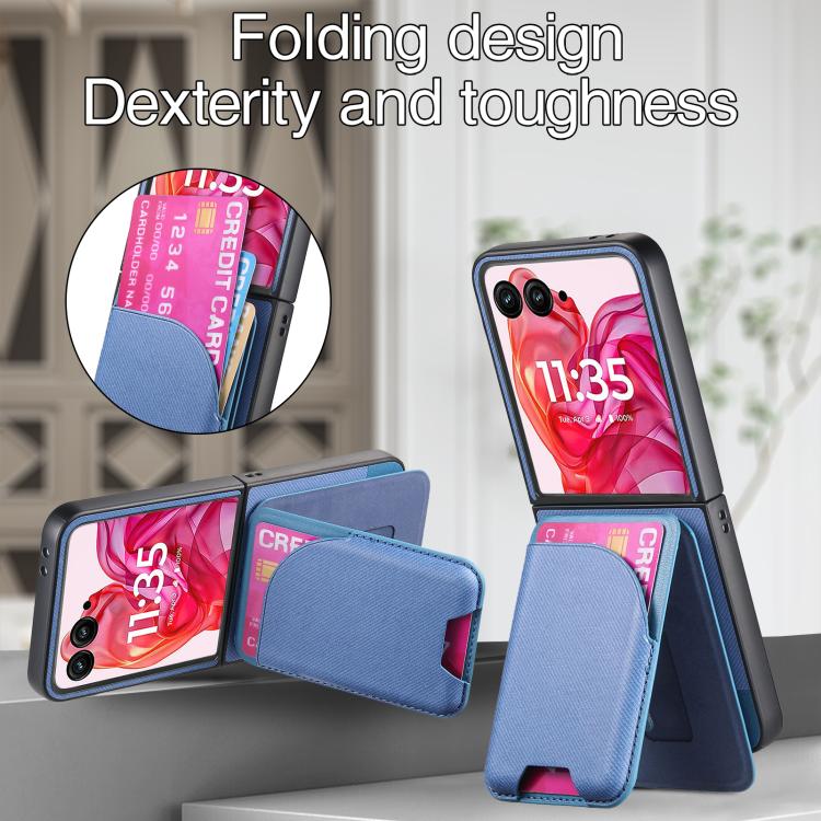 For Motorola Razr 50 Ultra Twill Fabric Leather Skin Card Bag Magnetic Back Phone Case