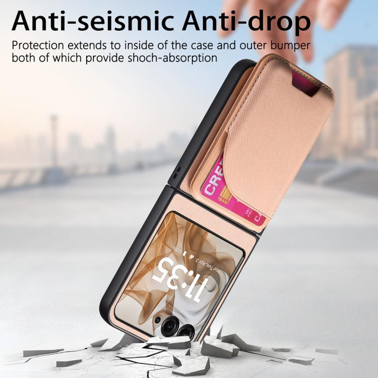 For Motorola Razr 50 Twill Fabric Leather Skin Card Bag Magnetic Back Phone Case