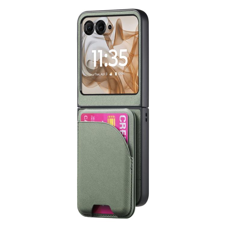 For Motorola Razr 50 Twill Fabric Leather Skin Card Bag Magnetic Back Phone Case