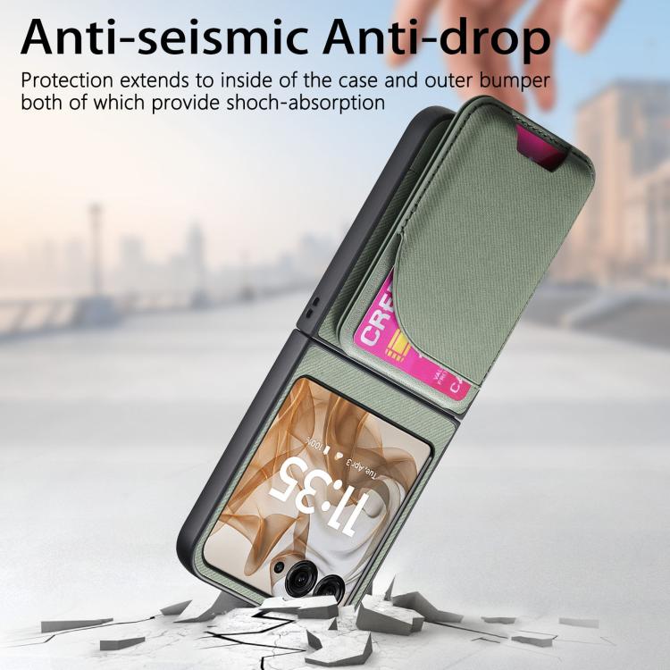 For Motorola Razr 50 Twill Fabric Leather Skin Card Bag Magnetic Back Phone Case