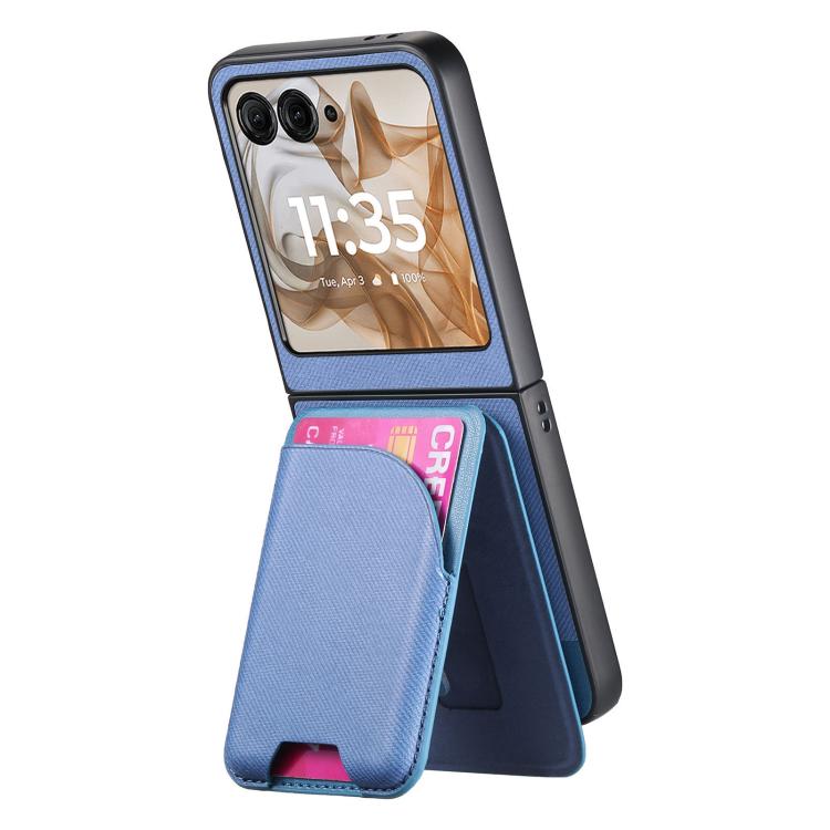 For Motorola Razr 50 Twill Fabric Leather Skin Card Bag Magnetic Back Phone Case