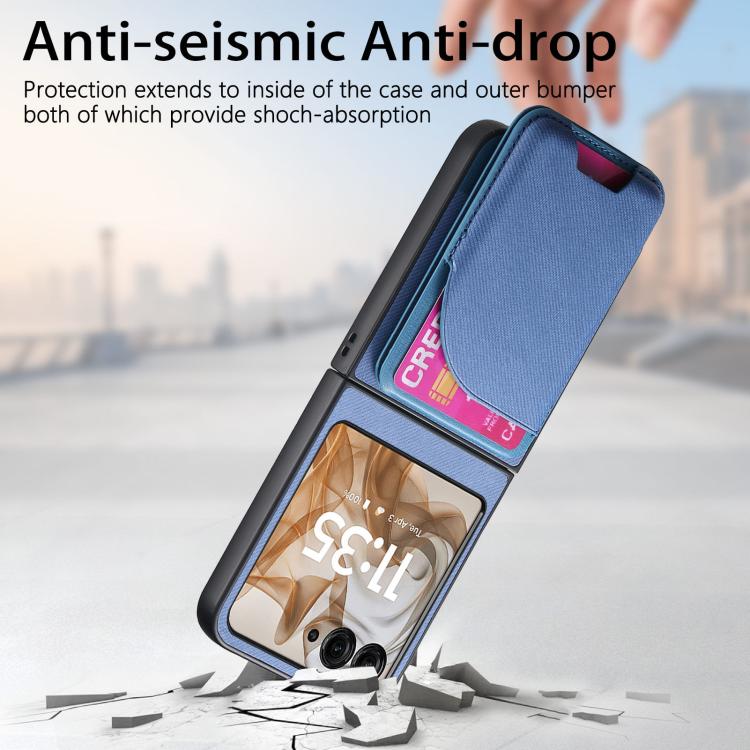 For Motorola Razr 50 Twill Fabric Leather Skin Card Bag Magnetic Back Phone Case