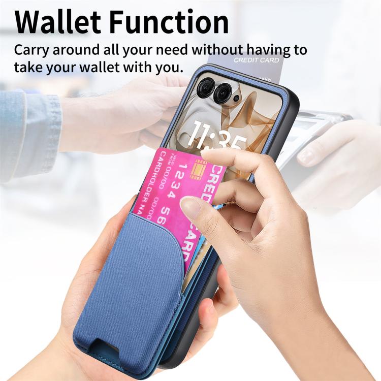 For Motorola Razr 50 Twill Fabric Leather Skin Card Bag Magnetic Back Phone Case