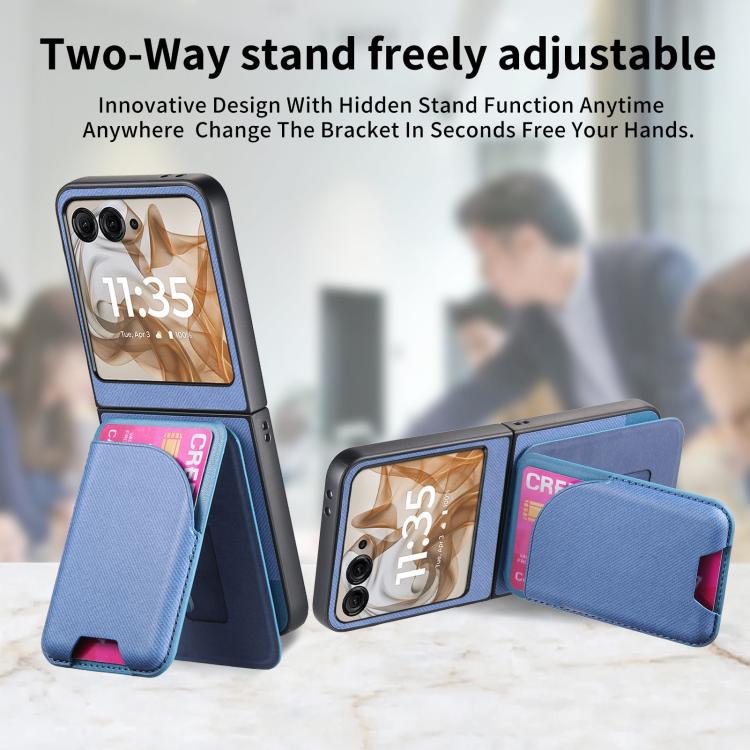 For Motorola Razr 50 Twill Fabric Leather Skin Card Bag Magnetic Back Phone Case