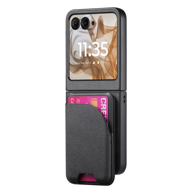 For Motorola Razr 40 Twill Fabric Leather Skin Card Bag Magnetic Back Phone Case