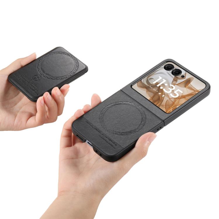 For Motorola Razr 40 Twill Fabric Leather Skin Card Bag Magnetic Back Phone Case