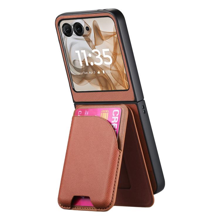 For Motorola Razr 40 Twill Fabric Leather Skin Card Bag Magnetic Back Phone Case