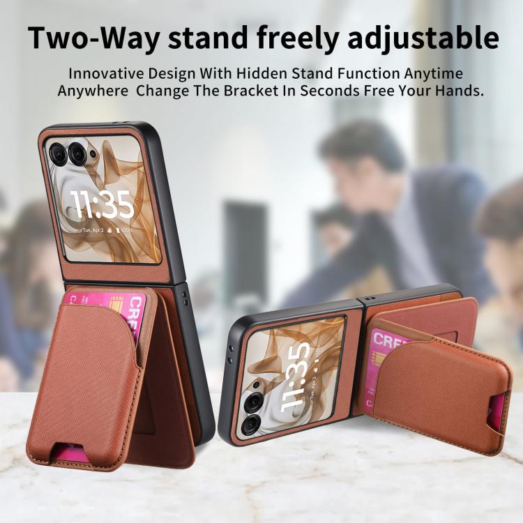 For Motorola Razr 40 Twill Fabric Leather Skin Card Bag Magnetic Back Phone Case