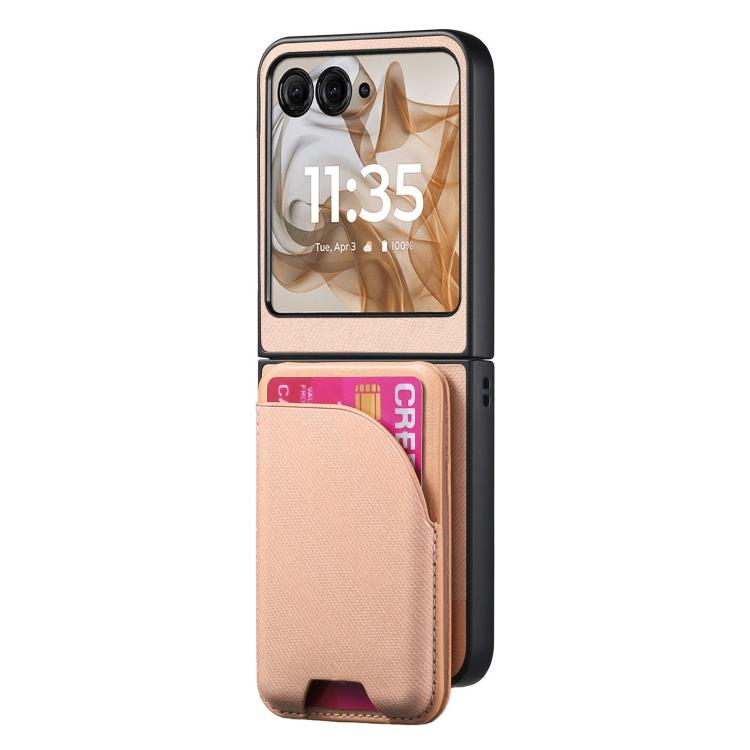 For Motorola Razr 40 Twill Fabric Leather Skin Card Bag Magnetic Back Phone Case
