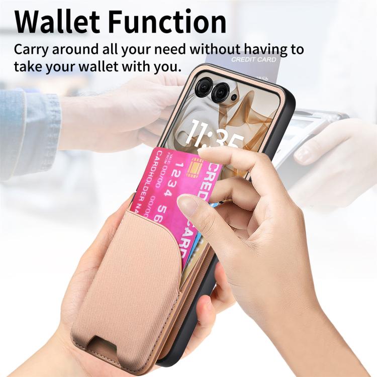 For Motorola Razr 40 Twill Fabric Leather Skin Card Bag Magnetic Back Phone Case