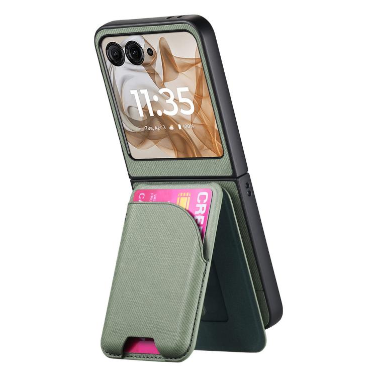 For Motorola Razr 40 Twill Fabric Leather Skin Card Bag Magnetic Back Phone Case