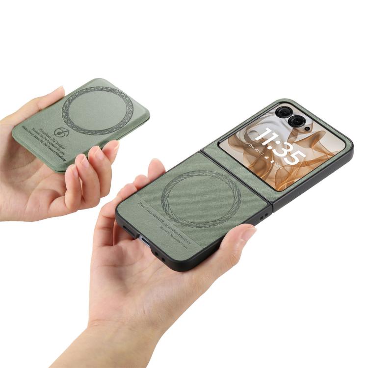 For Motorola Razr 40 Twill Fabric Leather Skin Card Bag Magnetic Back Phone Case