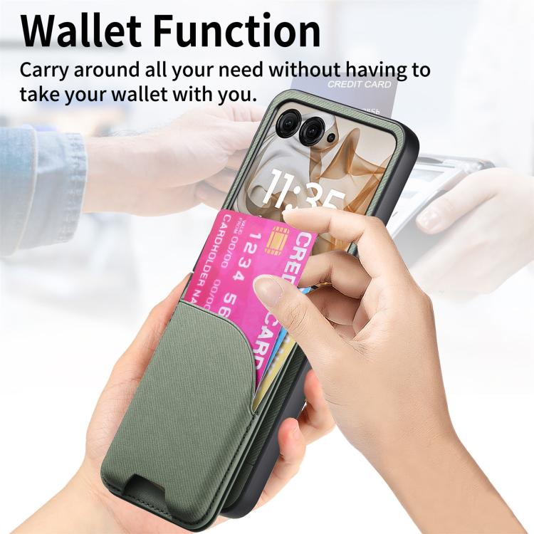 For Motorola Razr 40 Twill Fabric Leather Skin Card Bag Magnetic Back Phone Case