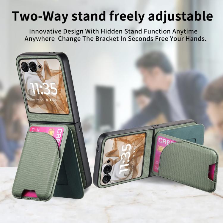 For Motorola Razr 40 Twill Fabric Leather Skin Card Bag Magnetic Back Phone Case