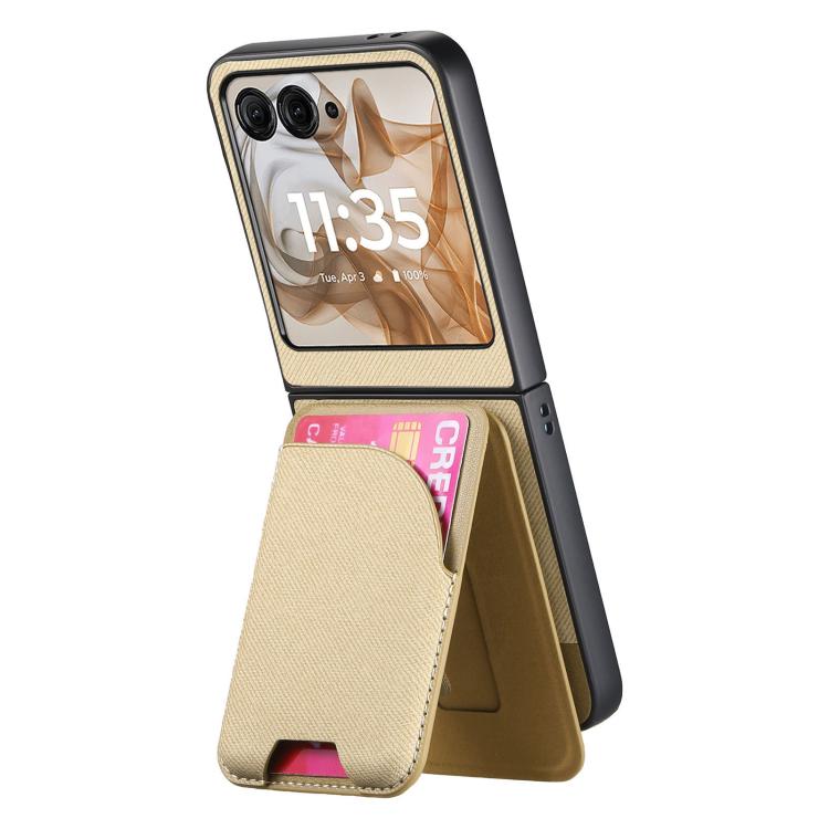 For Motorola Razr 40 Twill Fabric Leather Skin Card Bag Magnetic Back Phone Case