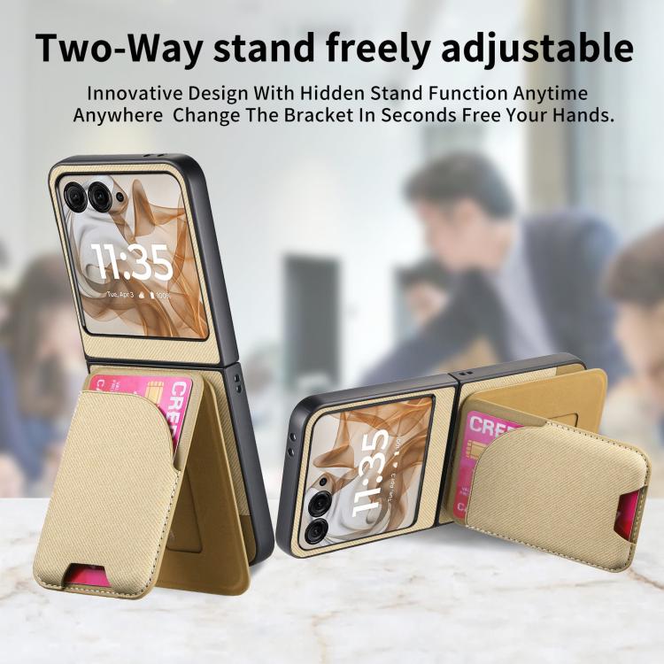 For Motorola Razr 40 Twill Fabric Leather Skin Card Bag Magnetic Back Phone Case
