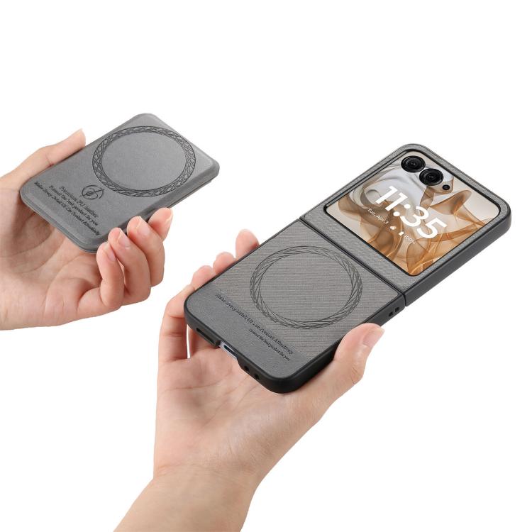 For Motorola Razr 40 Twill Fabric Leather Skin Card Bag Magnetic Back Phone Case