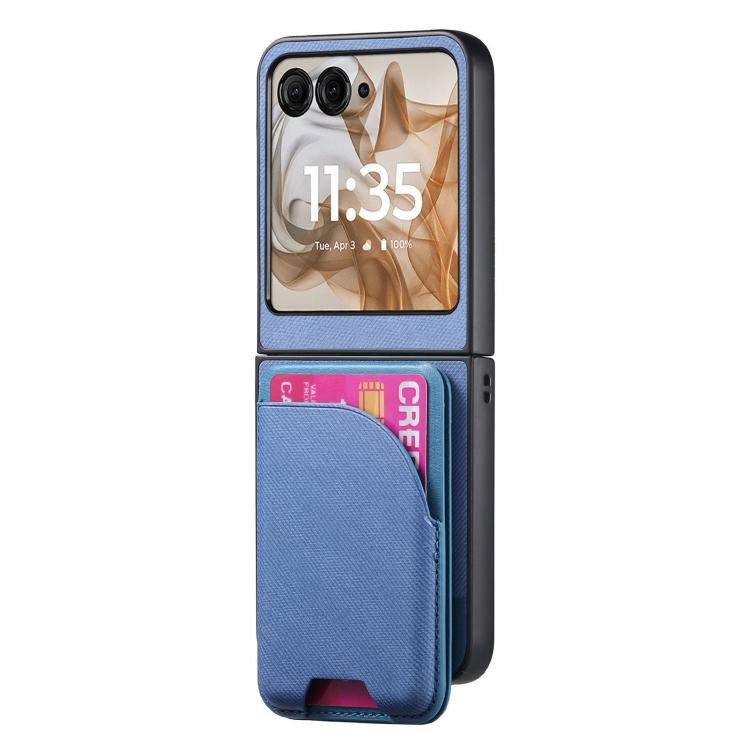For Motorola Razr 40 Twill Fabric Leather Skin Card Bag Magnetic Back Phone Case
