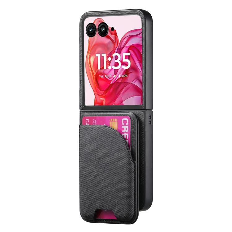 For Motorola Razr 40 Ultra Twill Fabric Leather Skin Card Bag Magnetic Back Phone Case