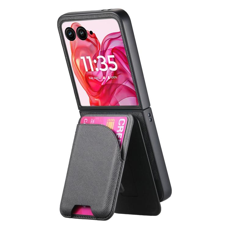 For Motorola Razr 40 Ultra Twill Fabric Leather Skin Card Bag Magnetic Back Phone Case