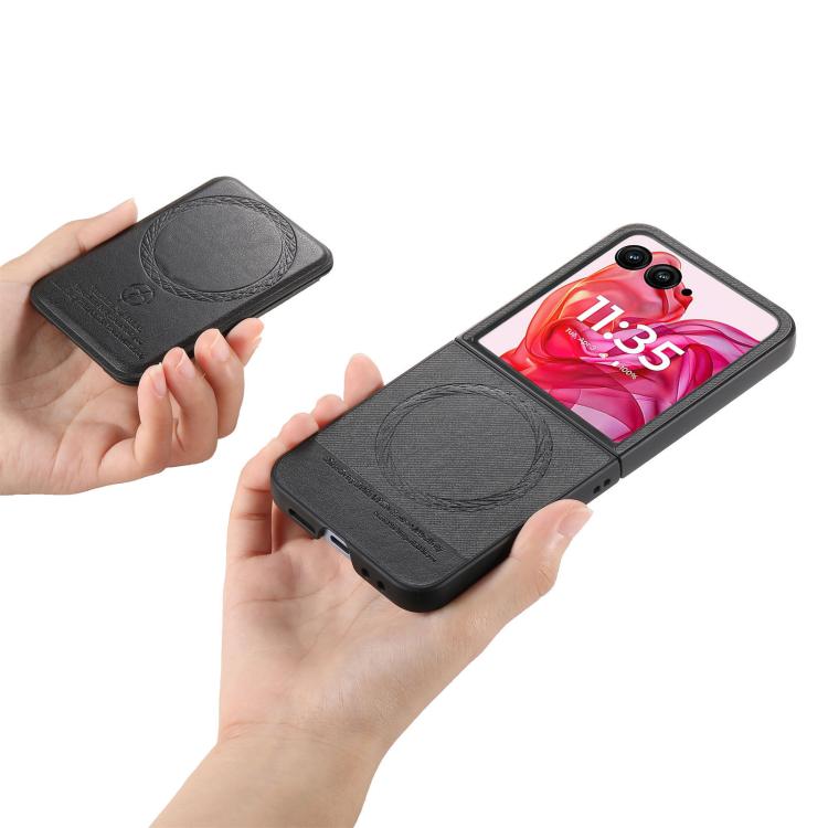 For Motorola Razr 40 Ultra Twill Fabric Leather Skin Card Bag Magnetic Back Phone Case