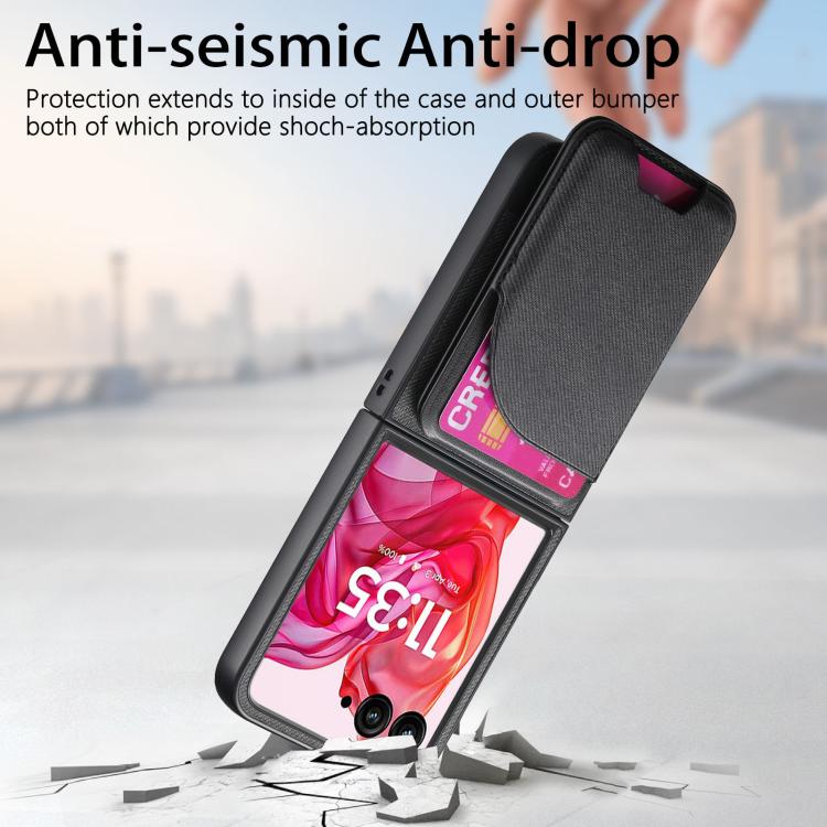 For Motorola Razr 40 Ultra Twill Fabric Leather Skin Card Bag Magnetic Back Phone Case