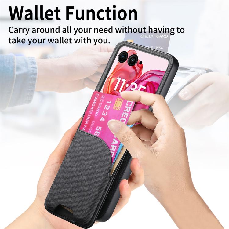 For Motorola Razr 40 Ultra Twill Fabric Leather Skin Card Bag Magnetic Back Phone Case