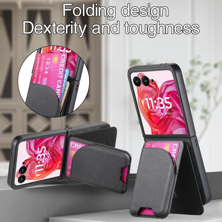 For Motorola Razr 40 Ultra Twill Fabric Leather Skin Card Bag Magnetic Back Phone Case