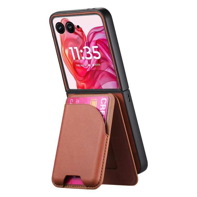 For Motorola Razr 40 Ultra Twill Fabric Leather Skin Card Bag Magnetic Back Phone Case