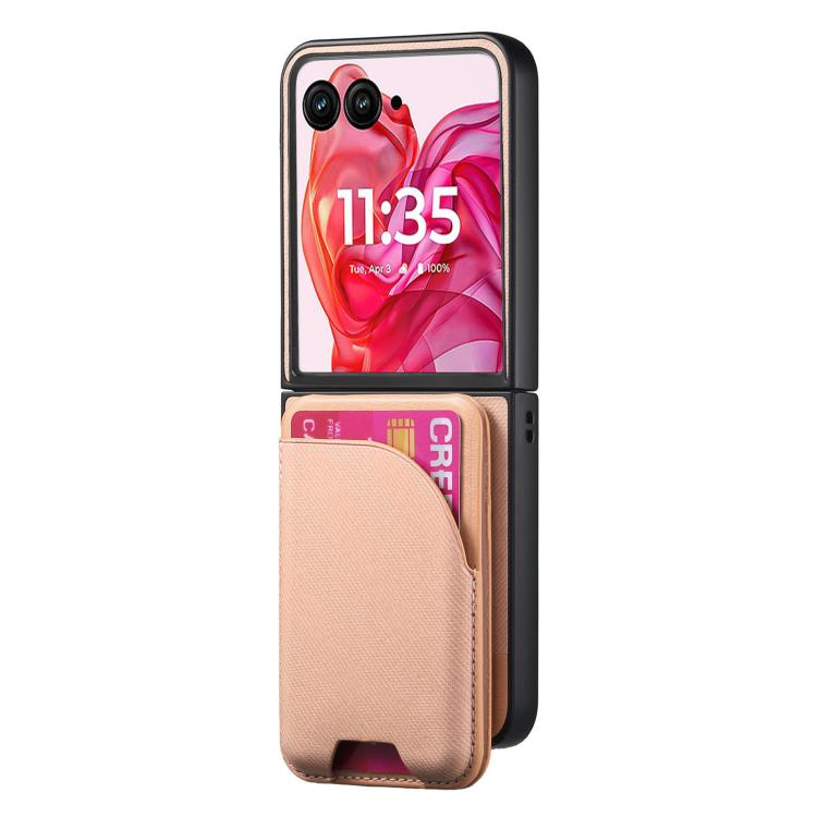 For Motorola Razr 40 Ultra Twill Fabric Leather Skin Card Bag Magnetic Back Phone Case
