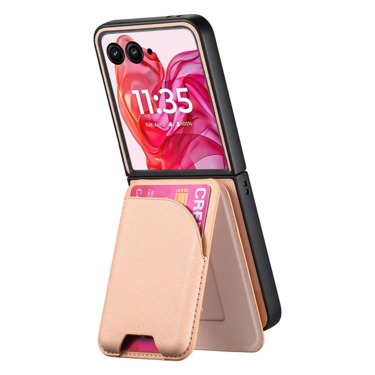 For Motorola Razr 40 Ultra Twill Fabric Leather Skin Card Bag Magnetic Back Phone Case