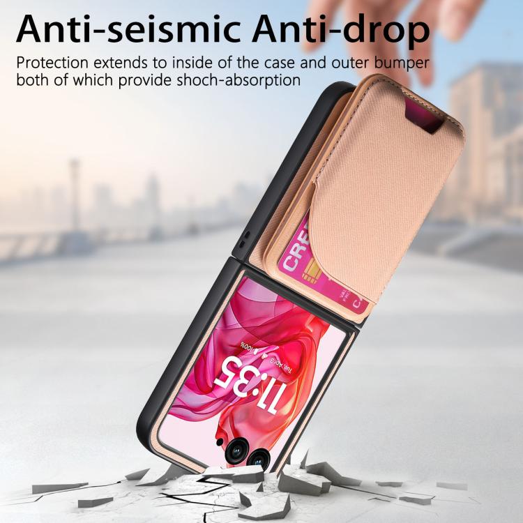 For Motorola Razr 40 Ultra Twill Fabric Leather Skin Card Bag Magnetic Back Phone Case