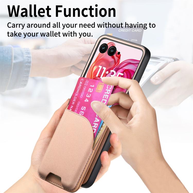 For Motorola Razr 40 Ultra Twill Fabric Leather Skin Card Bag Magnetic Back Phone Case