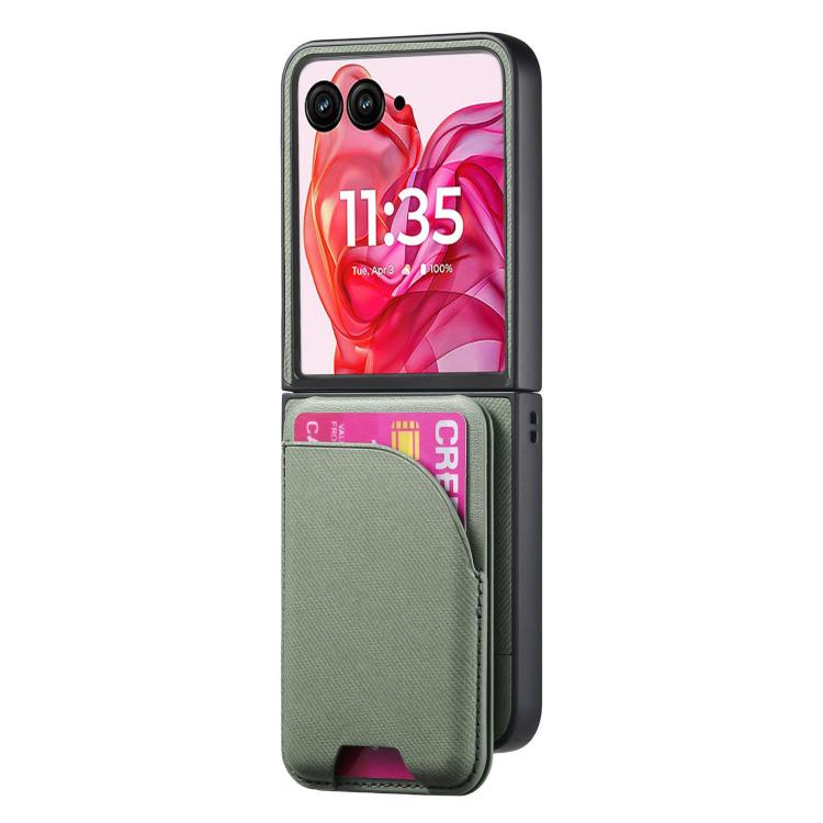 For Motorola Razr 40 Ultra Twill Fabric Leather Skin Card Bag Magnetic Back Phone Case