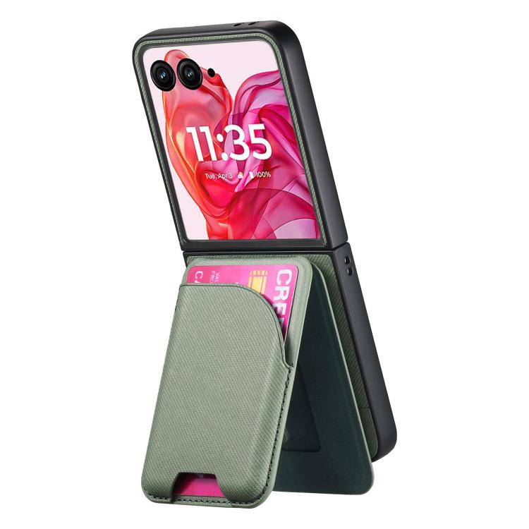 For Motorola Razr 40 Ultra Twill Fabric Leather Skin Card Bag Magnetic Back Phone Case