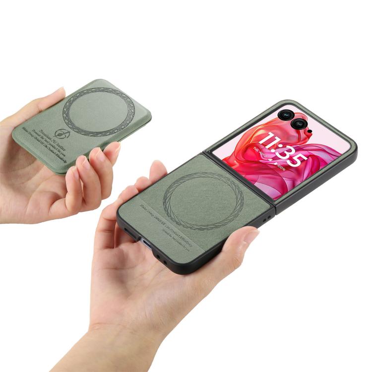 For Motorola Razr 40 Ultra Twill Fabric Leather Skin Card Bag Magnetic Back Phone Case