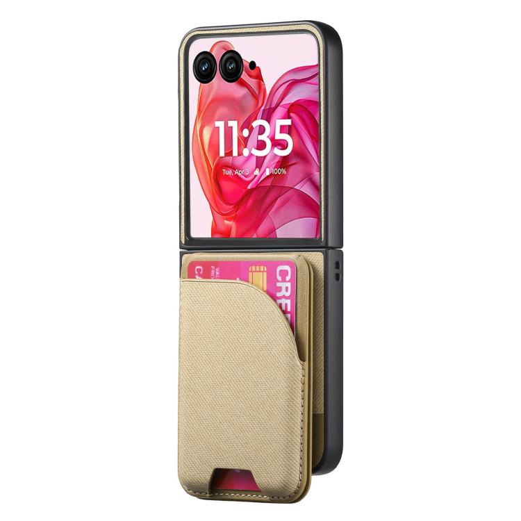 For Motorola Razr 40 Ultra Twill Fabric Leather Skin Card Bag Magnetic Back Phone Case