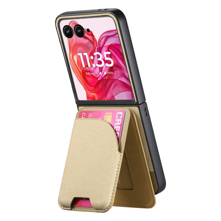 For Motorola Razr 40 Ultra Twill Fabric Leather Skin Card Bag Magnetic Back Phone Case