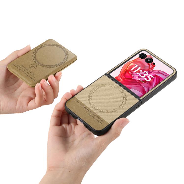 For Motorola Razr 40 Ultra Twill Fabric Leather Skin Card Bag Magnetic Back Phone Case