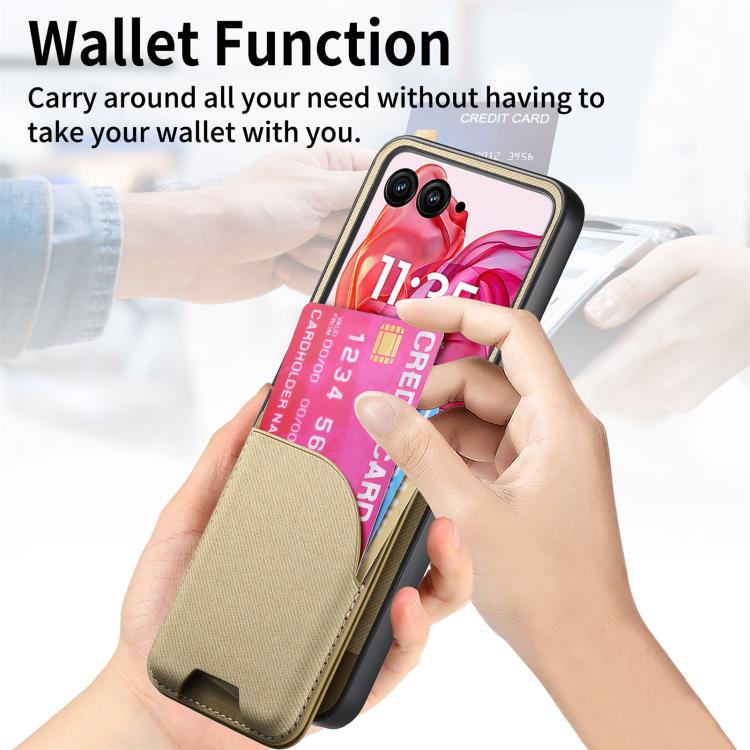 For Motorola Razr 40 Ultra Twill Fabric Leather Skin Card Bag Magnetic Back Phone Case