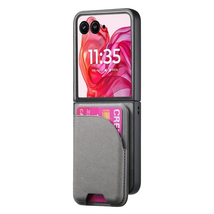 For Motorola Razr 40 Ultra Twill Fabric Leather Skin Card Bag Magnetic Back Phone Case