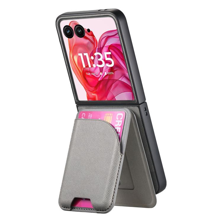 For Motorola Razr 40 Ultra Twill Fabric Leather Skin Card Bag Magnetic Back Phone Case