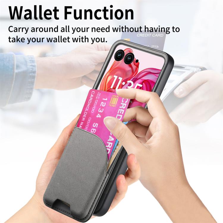 For Motorola Razr 40 Ultra Twill Fabric Leather Skin Card Bag Magnetic Back Phone Case