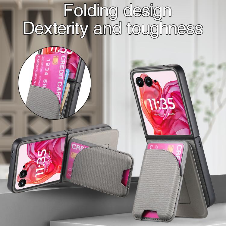 For Motorola Razr 40 Ultra Twill Fabric Leather Skin Card Bag Magnetic Back Phone Case