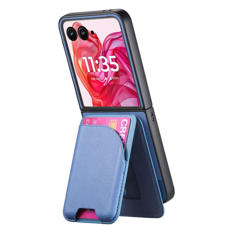 For Motorola Razr 40 Ultra Twill Fabric Leather Skin Card Bag Magnetic Back Phone Case