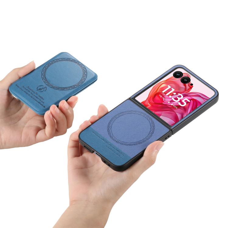 For Motorola Razr 40 Ultra Twill Fabric Leather Skin Card Bag Magnetic Back Phone Case